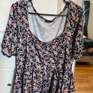 Floral Wide Neck Peplum